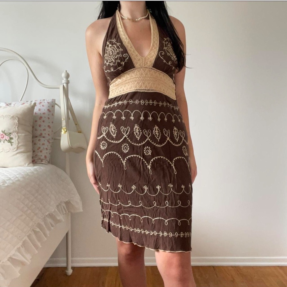 Vintage Y2K Venus Crochet Halter Dress